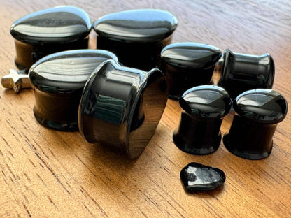 Black Acrylic Tear Plug Earrings