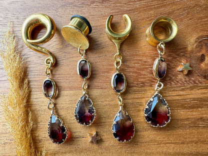 Black & Clear Ombre Dangles Plug Earrings