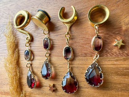 Black & Clear Ombre Dangles Plug Earrings