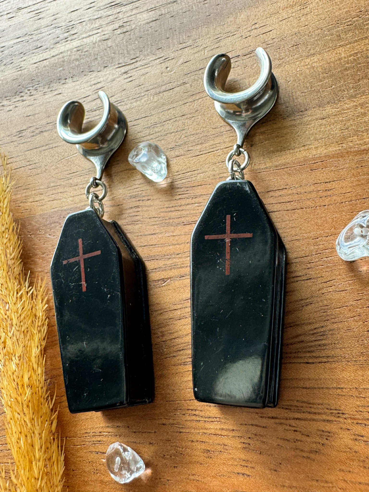 Black Coffins Plug Earrings