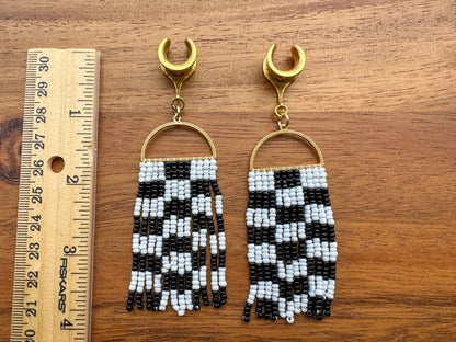 Black & White Checkered Beaded Dangles