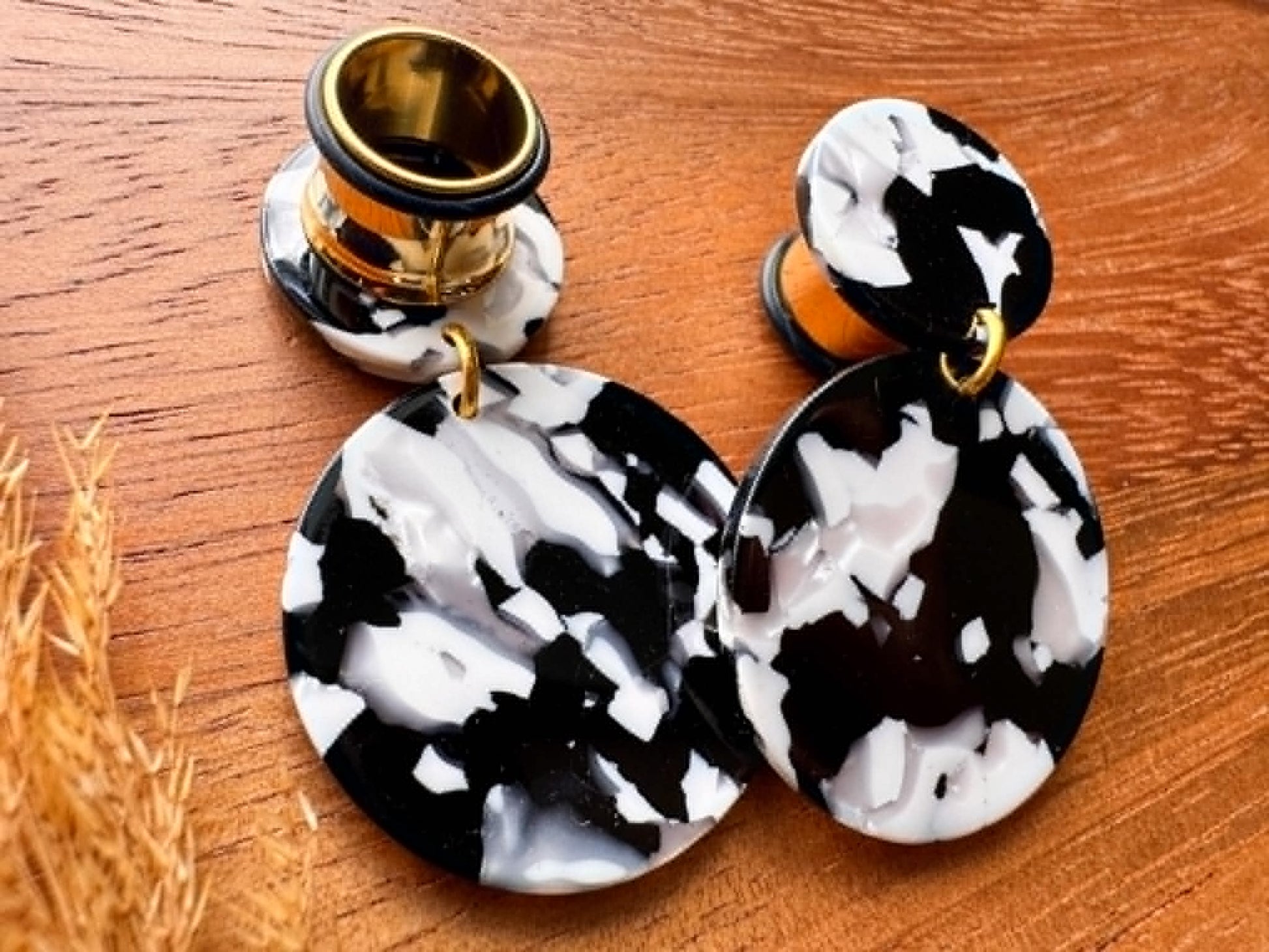 Inkblot Statement Dangles Plug Earrings
