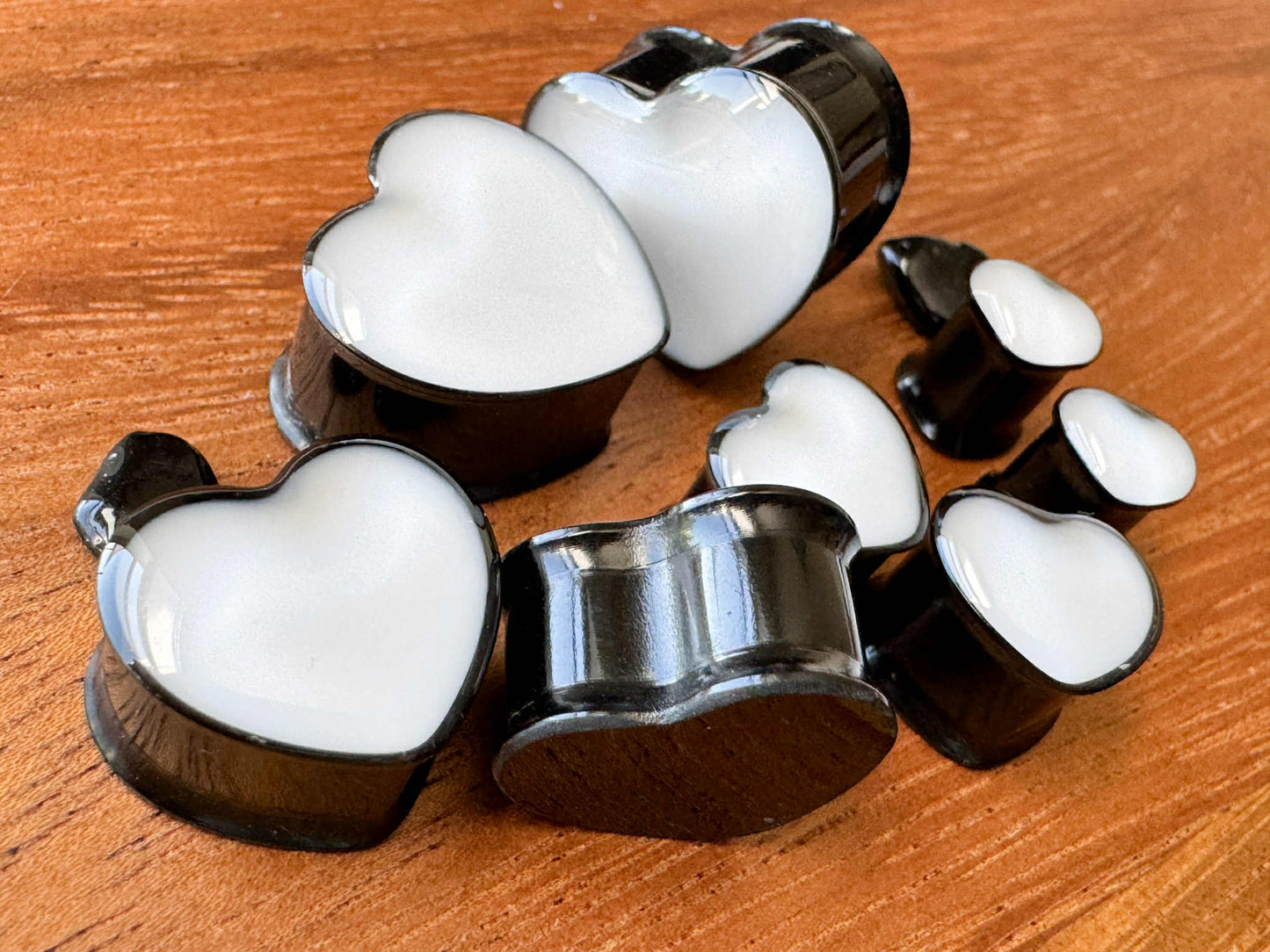 Black & White Acrylic Hearts Plug Earrings