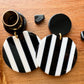 Black & White Striped Round Dangles Plug Earrings