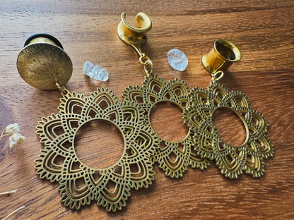 Brass Boho Hoops Plug Earrings
