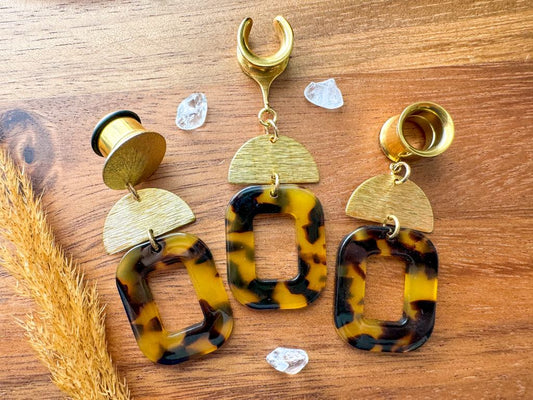 Brown & Black Acetate Dangles w/ Gold Accents