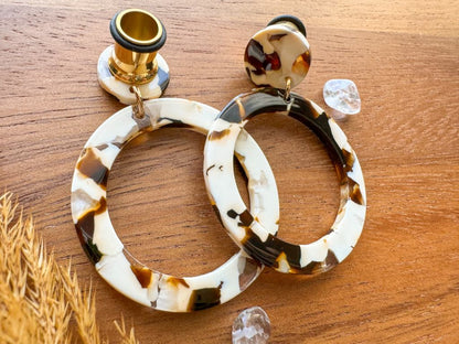 Brown & Cream Acetate Hoops