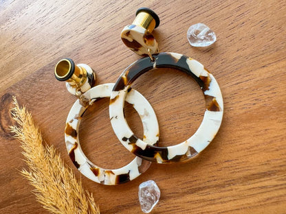 Brown & Cream Acetate Hoops