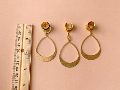 Brushed Gold Tear Hoops