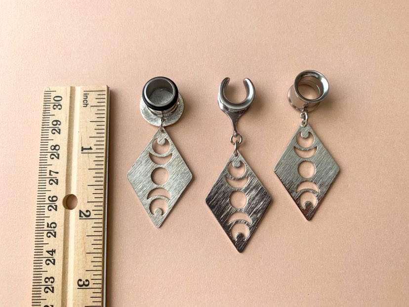 Brushed Silver Diamond Shape Moon Phases