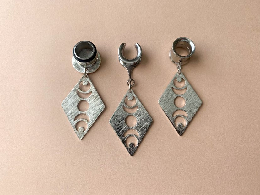 Brushed Silver Diamond Shape Moon Phases