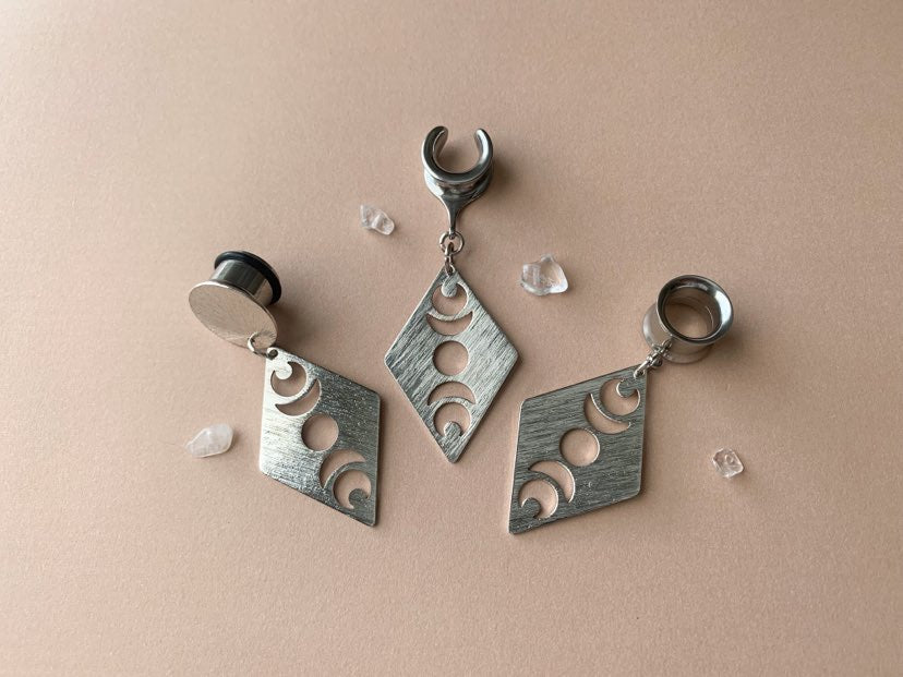 Brushed Silver Diamond Shape Moon Phases