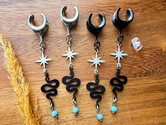 Celestial Snakes & Turquoise Detail Plug Earrings