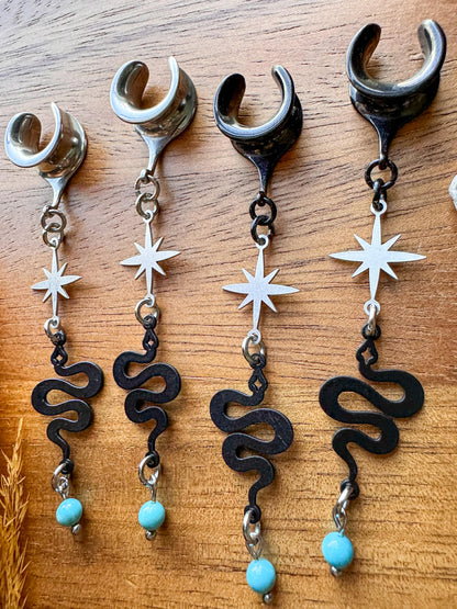Celestial Snakes & Turquoise Detail Plug Earrings