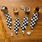 Checkered Lighting Bolts Plug Earrings