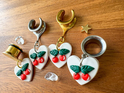 "Cherry Crush" Dangles Plug Earrings