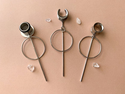 Silver Hoop With Bar Dangle