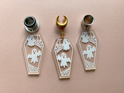 Clear Coffin Ghost Dangles