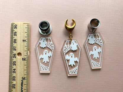 Clear Coffin Ghost Dangles