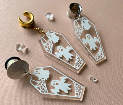 Clear Coffin Ghost Dangles