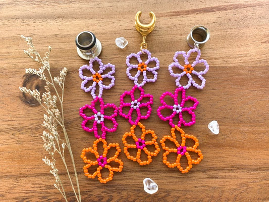 Colorful Beaded Daisy Earrings