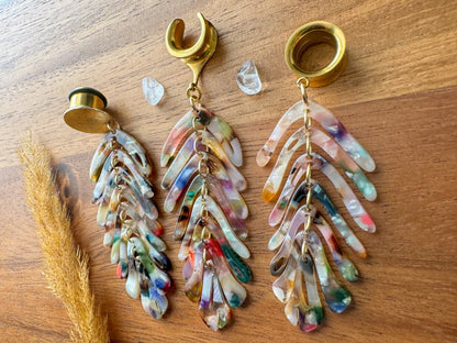 Colorful Summer Palm Leaves Plug Earrings