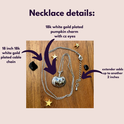 18k Plated Ghostly Glow Pumpkin Necklace