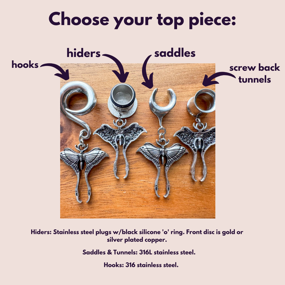 Antique Silver Luna Moths