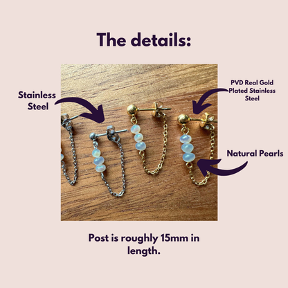 Gold Or Silver Pearl Chain Dangles