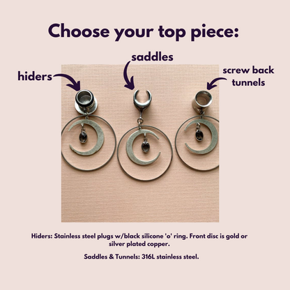 Silver Hoop With Gemmed Crescent Moon