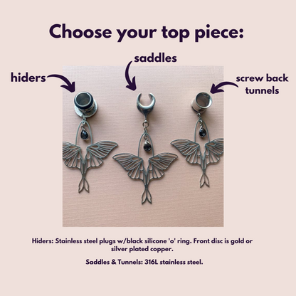 Silver Steel Luna Moth With Jewel Accent