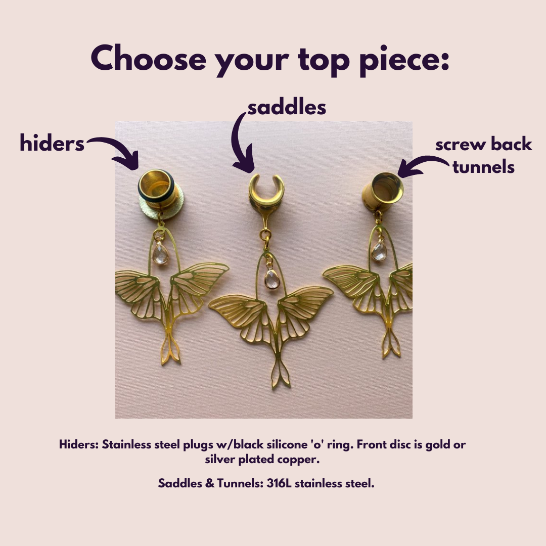 Gold Brass Luna Moth With Jewel Accent
