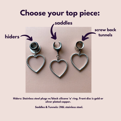 Silver Zinc Rope Hearts