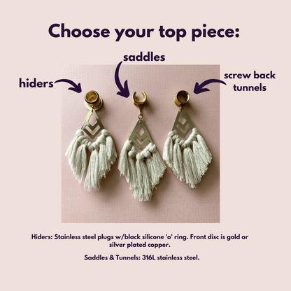 Gold Accented Beige Boho Tassels