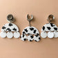 Silver & Acrylic Cow Print Dangles