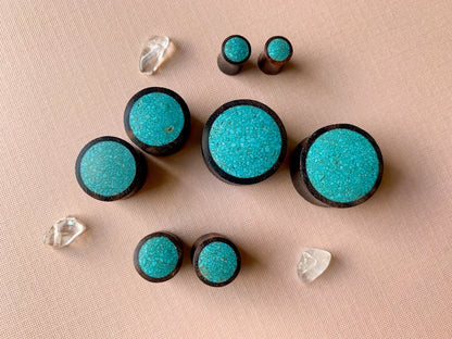 Crushed Turquoise Wooden Plugs