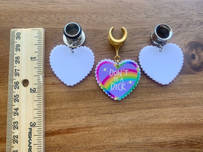 "Don't Be A Dick" Heart Dangles