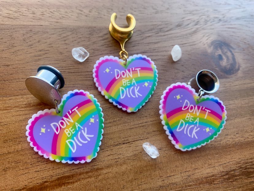 "Don't Be A Dick" Heart Dangles