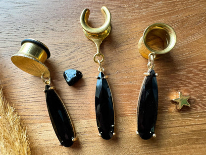 Elegant Black Tears Plug Earrings