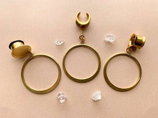 Raw Gold Brass Hoops