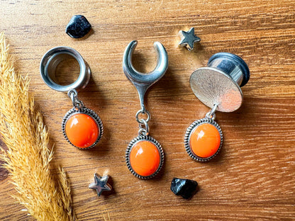 Faux Orange Gems Plug Earrings