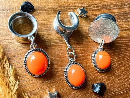 Faux Orange Gems Plug Earrings