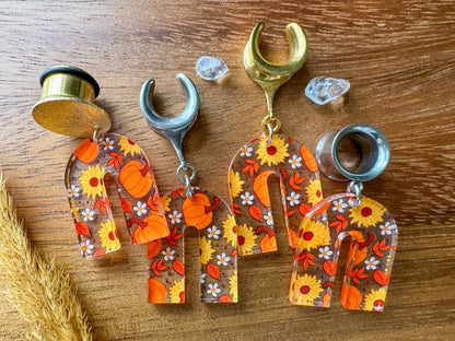 Floral Harvest Autumn Drops Plug Earrings