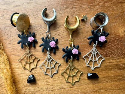 Floral Spiderwebs Plug Earrings