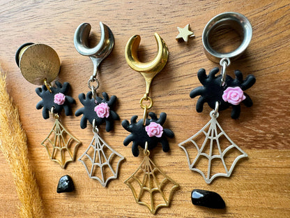 Floral Spiderwebs Plug Earrings