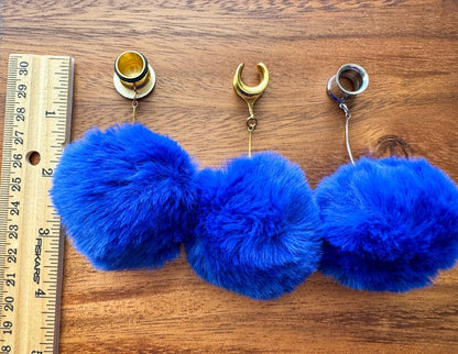 Fluffy Blue Poofs w/ Silver or Gold Chains