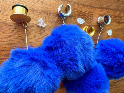 Fluffy Blue Poofs w/ Silver or Gold Chains