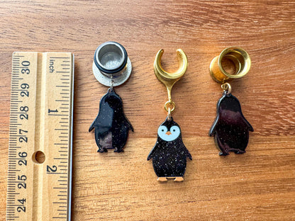 Glittery Penguin Holiday Dangles