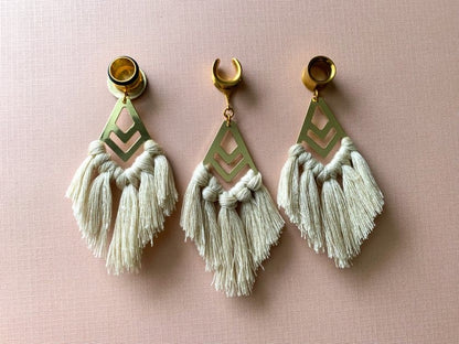 Gold Accented Beige Boho Tassels