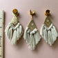 Gold Accented Beige Boho Tassels